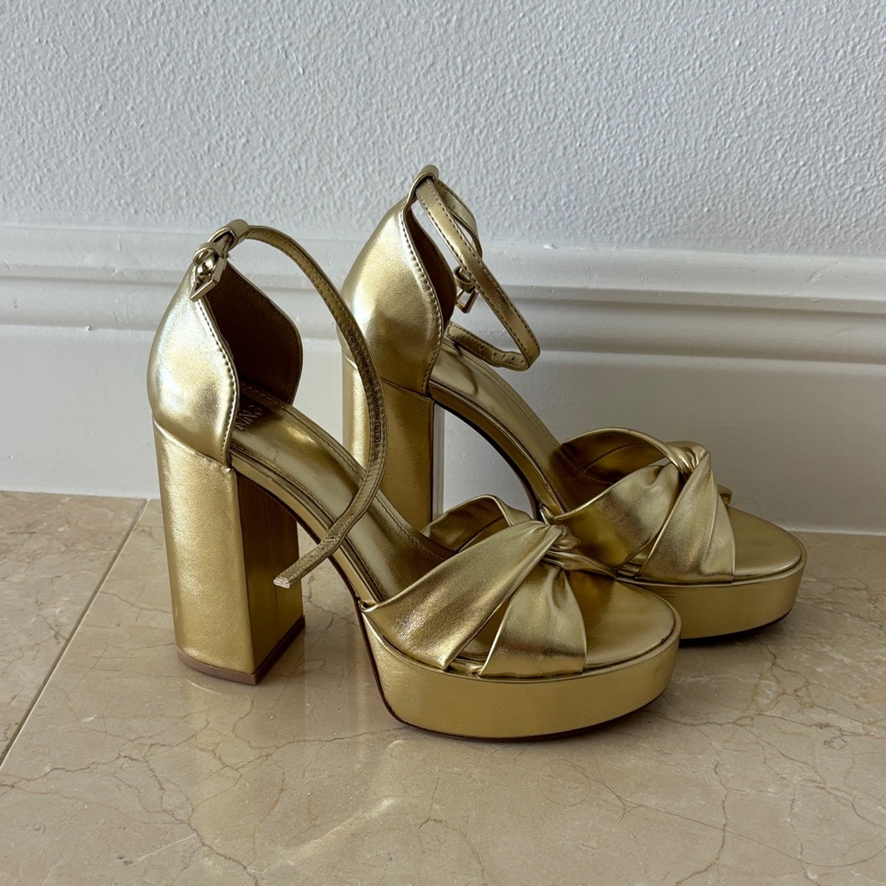 Mango Gold Platform Sandals